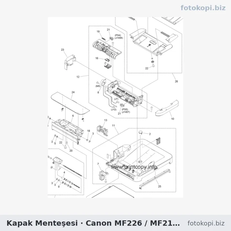 Kapak Menteşesi | Canon MF226 / MF216N / MF227 / MF229 / MF236 / MF244 / MF247 / MF4450 / MF4550 / MF4770 / MF4880